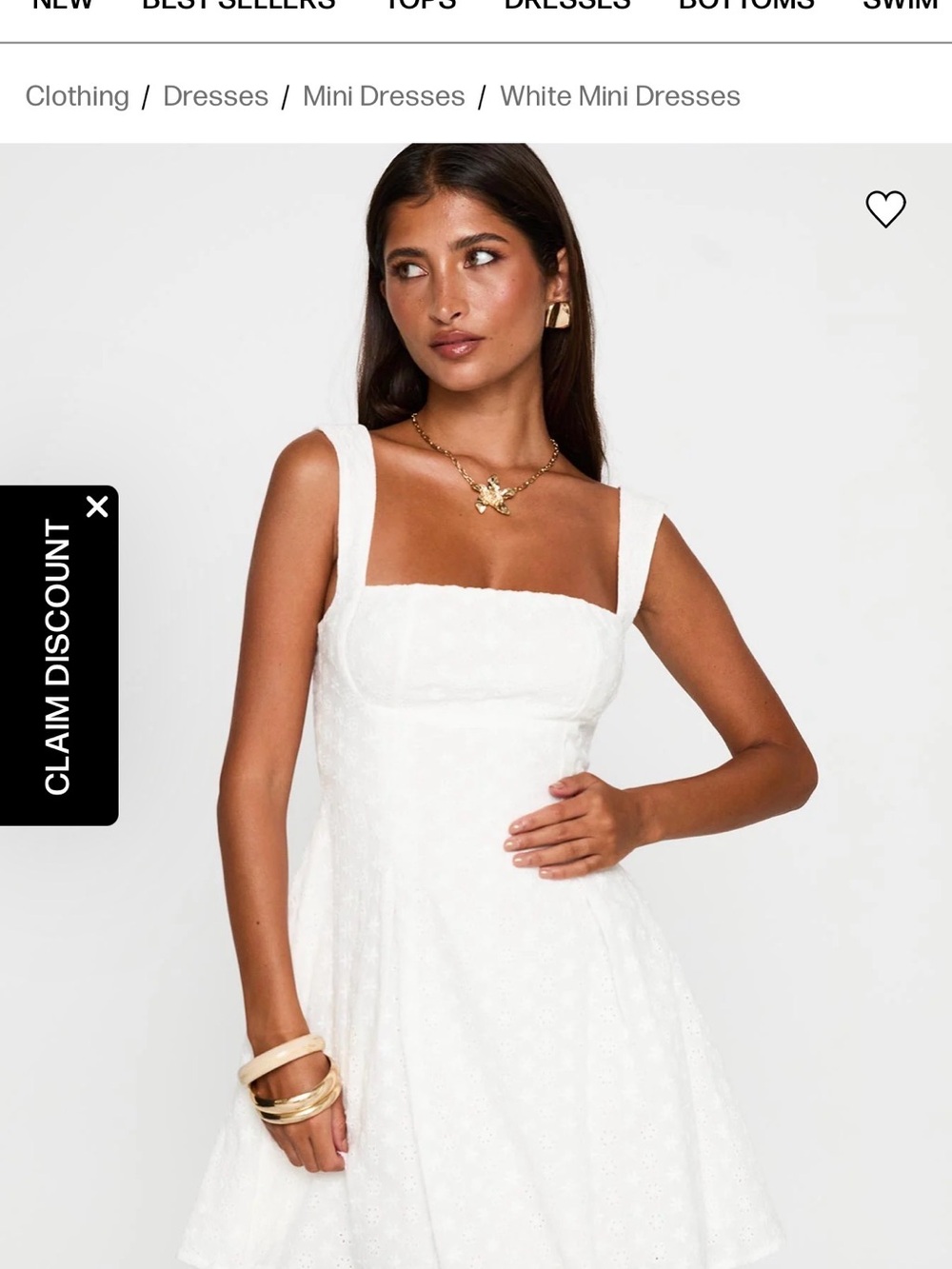 Princess Polly White Square-Neck Mini Dress